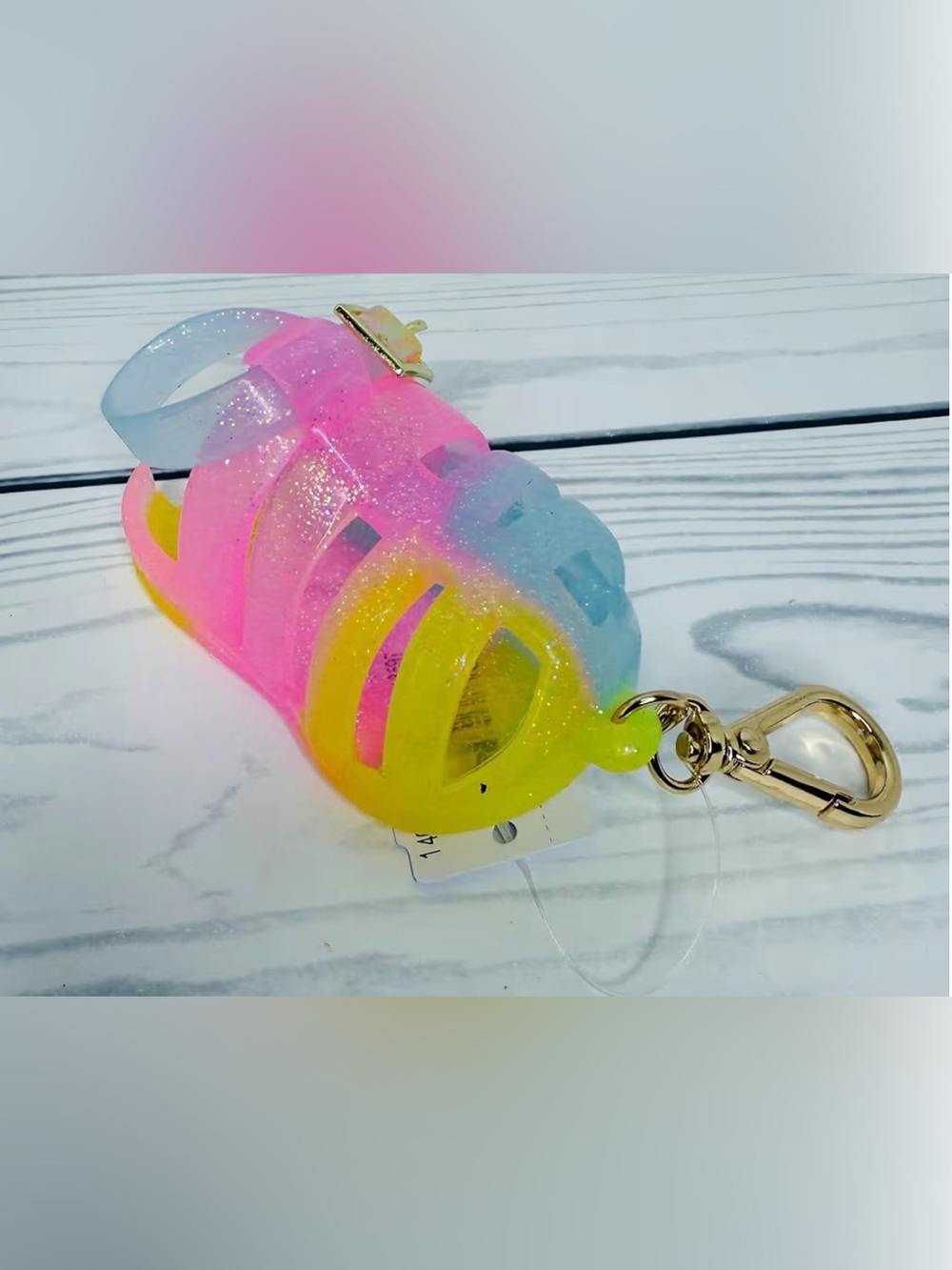 Bath and Body Works Jelly Shoe Pocketbac Hand Sanitzer Holder- Glitter Multi